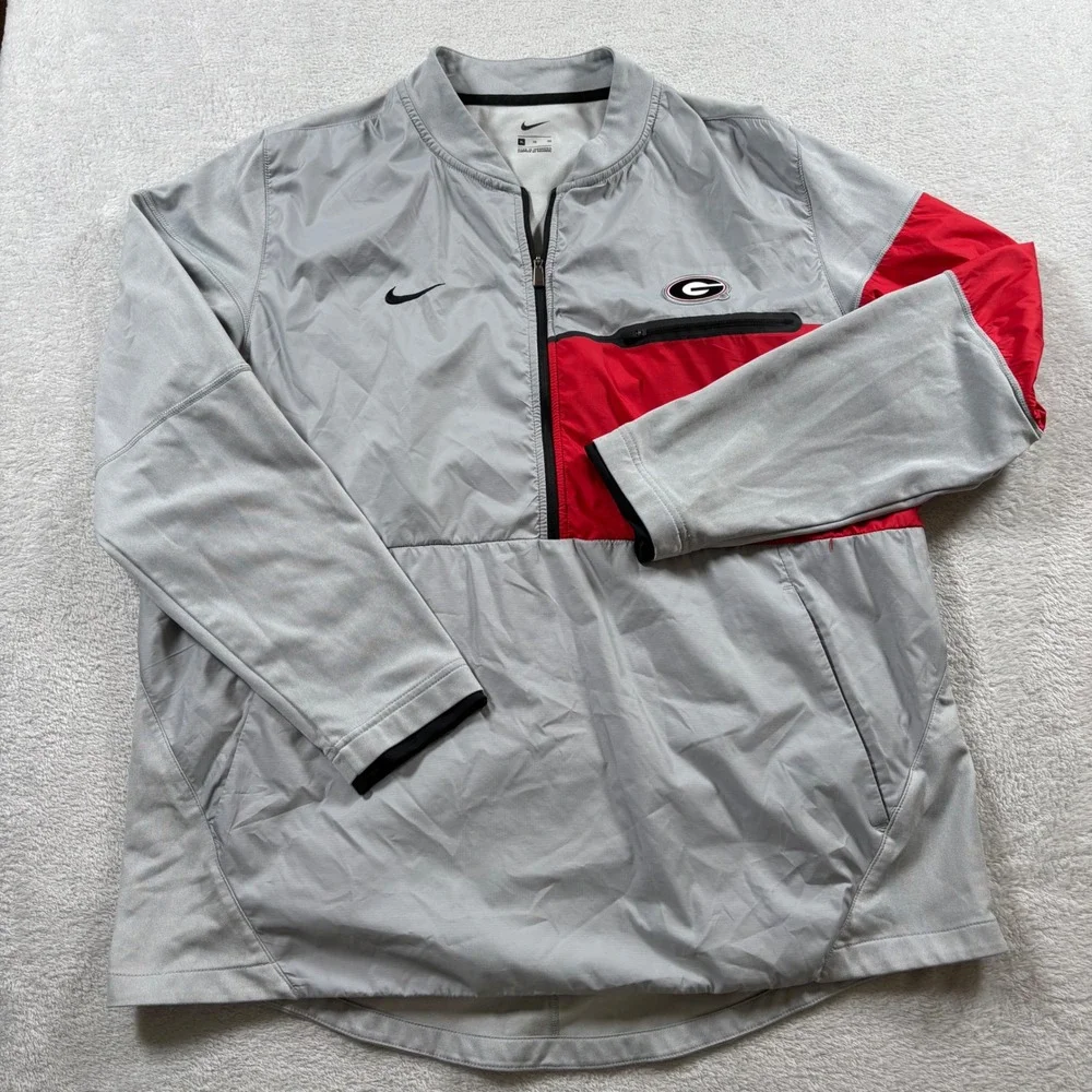 Nike Georgia Bulldogs Mens XL Grey Red Quarter Zip Windbreaker Jacket